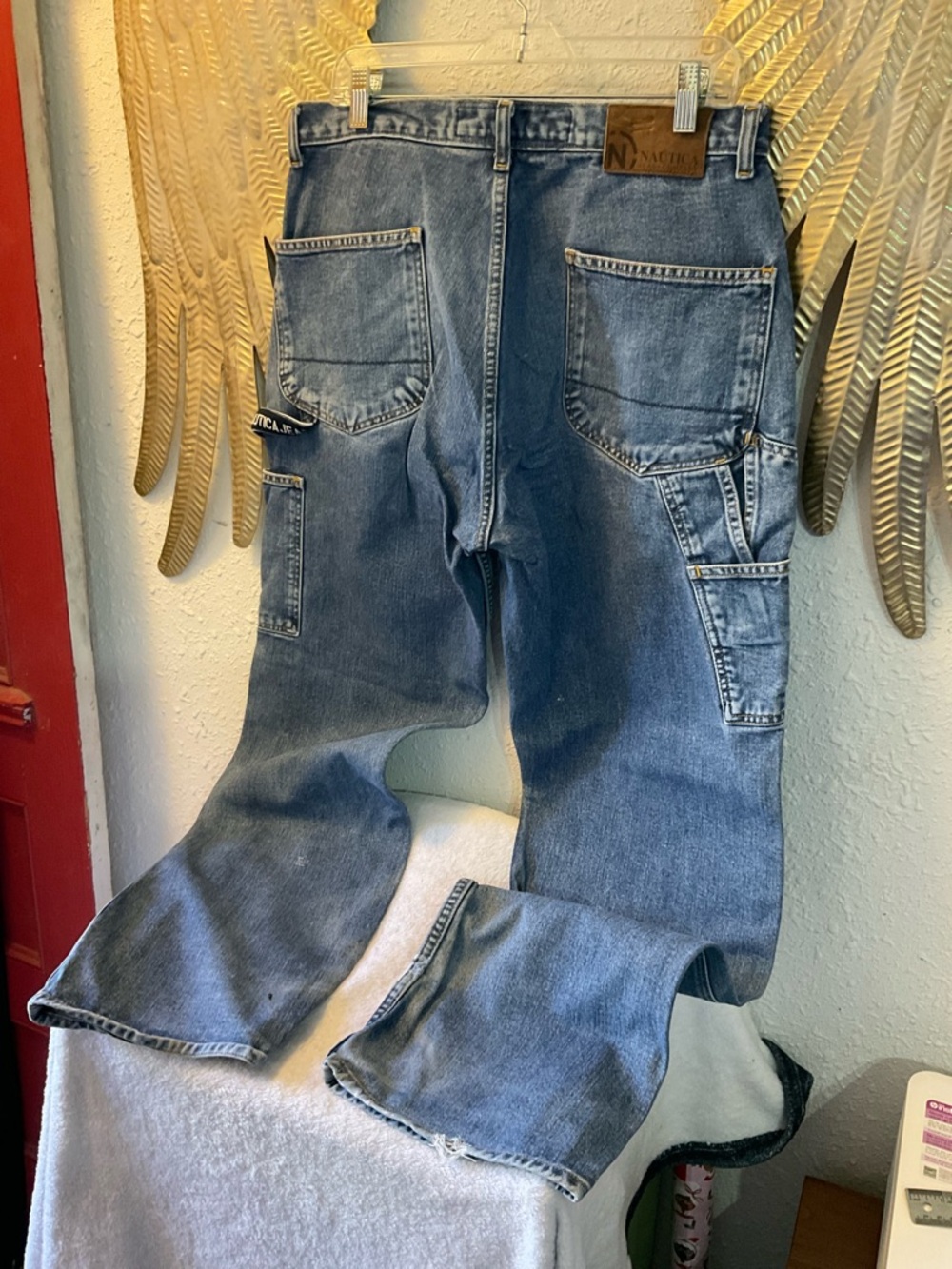 Nautica Men’s y2k vintage loose baggy Relaxed Cargo Jeans 33 x 34 - Picture 6 of 13